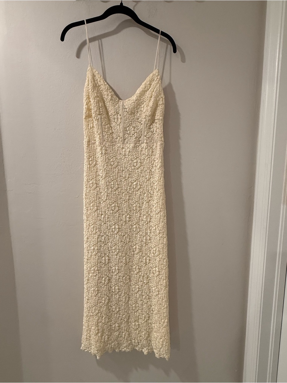 ASTR The Label Dress M NWT Cream Ivory Textured Lace Corset Midi Slip Dress
